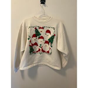 Vintage Vicki Melhart 1996 Christmas Santa Puff Paint Sweatshirt-Size XL